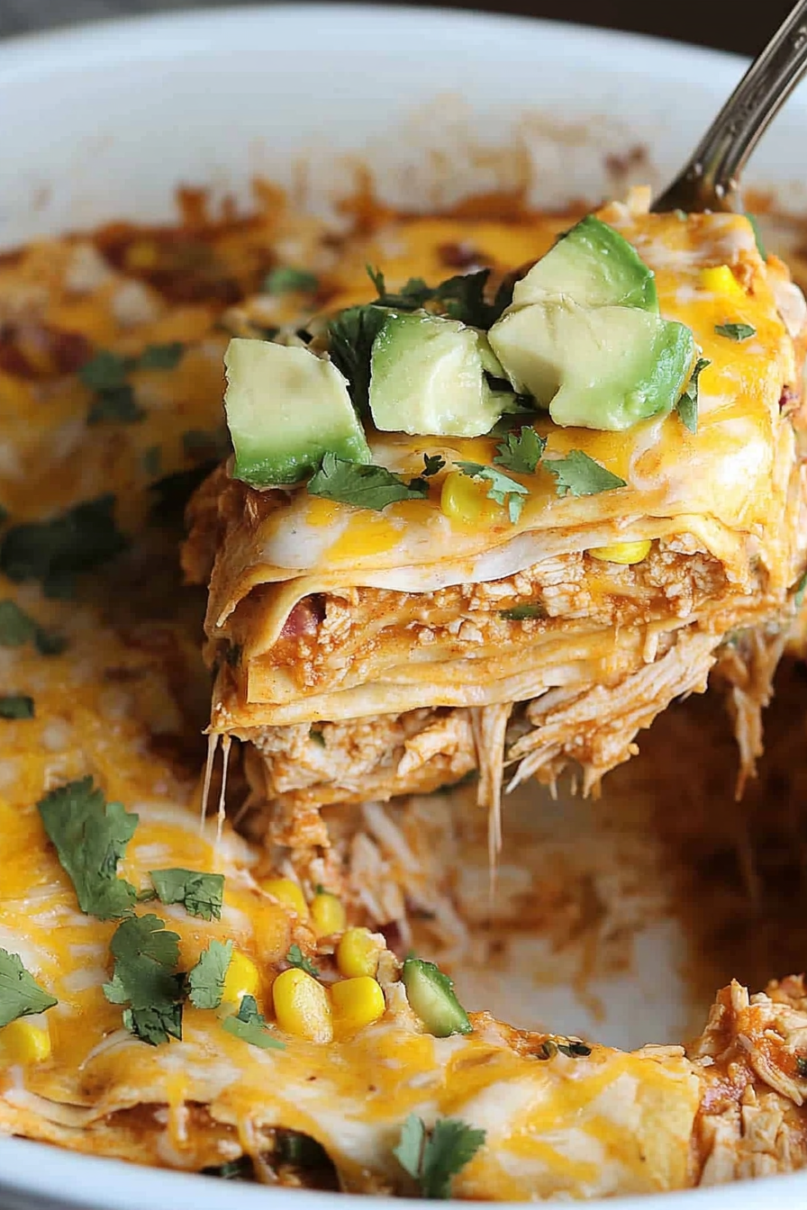 Chicken Enchilada Casserole Recipe Final Dish Presentation