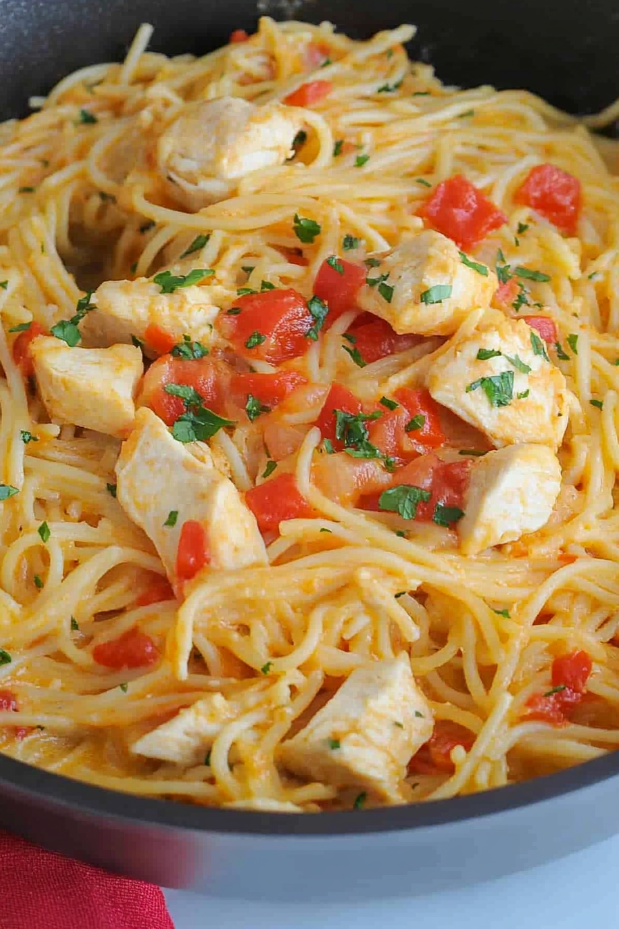 Chicken Spaghetti Recipe Final Dish Presentation