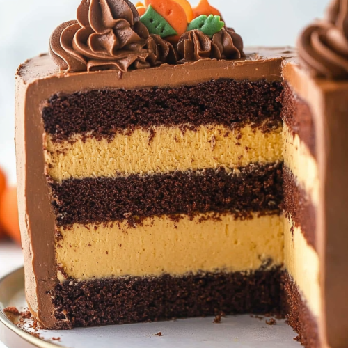 Chocolate Pumpkin Cheesecake Cake Recipe