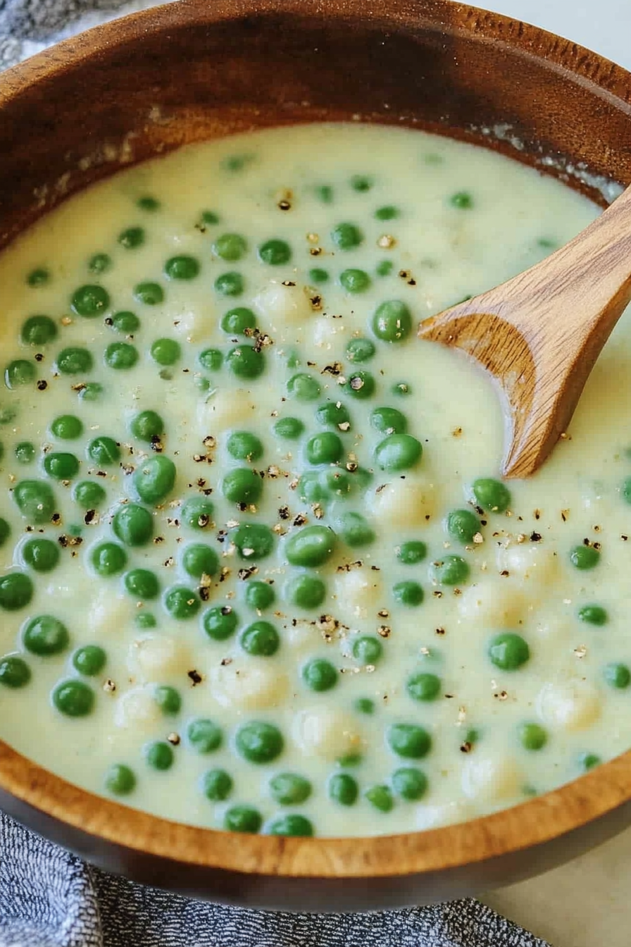 Creamed Peas and Pearl Onions Recipe Final Dish Presentation