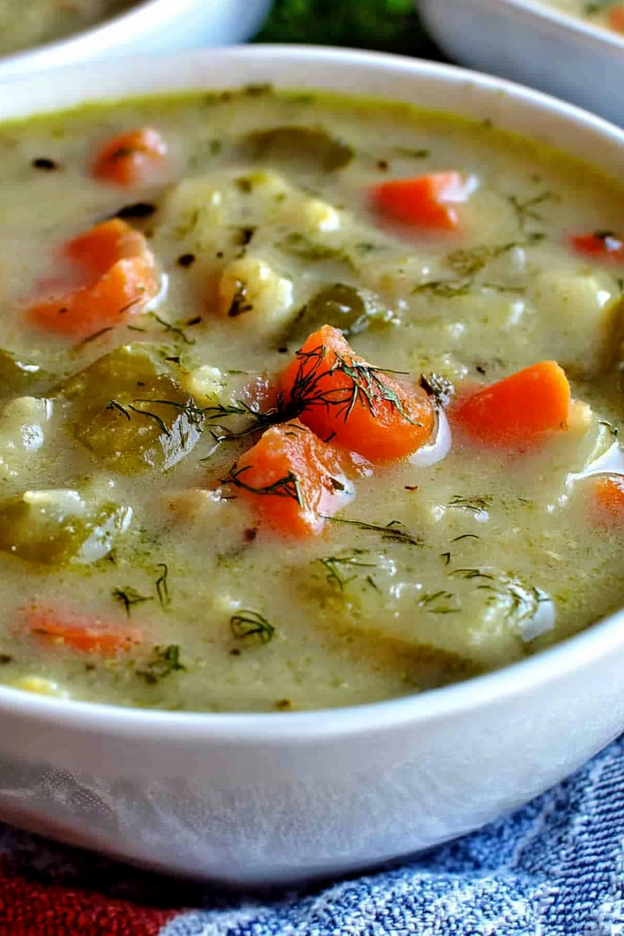 Creamy Dill Pickle Soup Recipe Final Dish Presentation