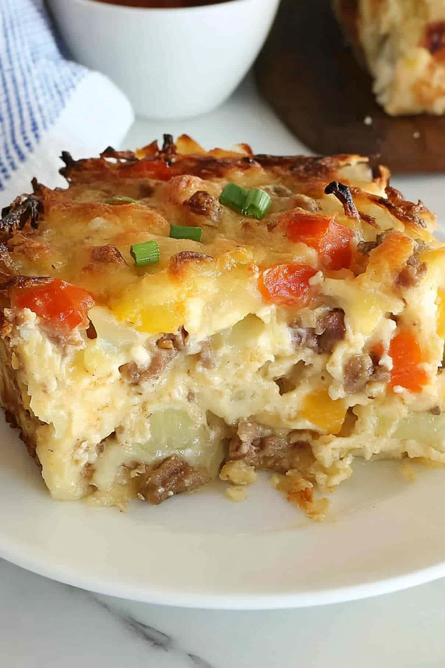 Crockpot Breakfast Casserole Recipe Final Dish Presentation