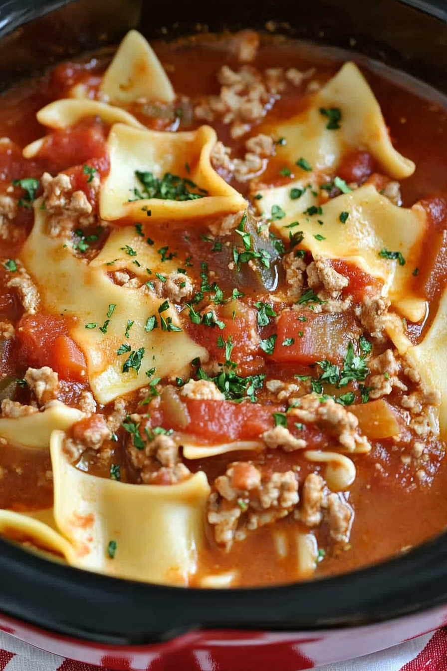 Delicious Crockpot Lasagna Soup Recipe
