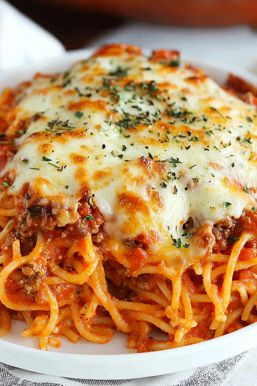 Delicious Spaghetti Casserole Recipe Final Dish Presentation