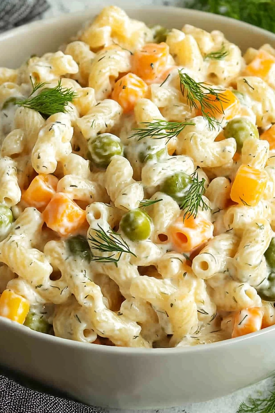 Dill Pickle Pasta Salad Recipe Final Dish Presentation