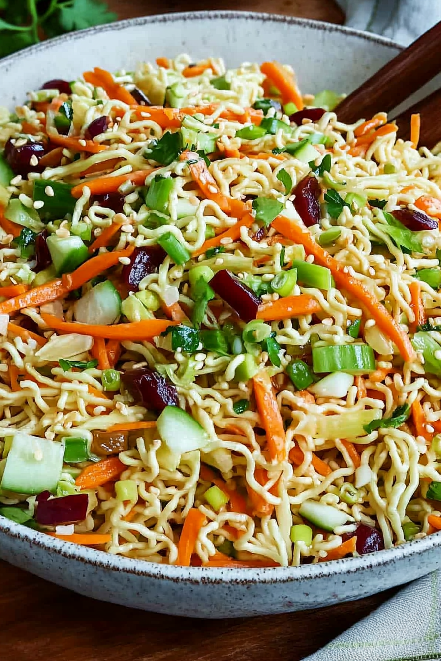 Easy Ramen Noodle Salad Recipe Final Dish Presentation