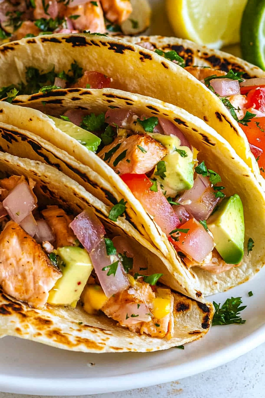 Easy Salmon Tacos Recipe Final Dish Presentation