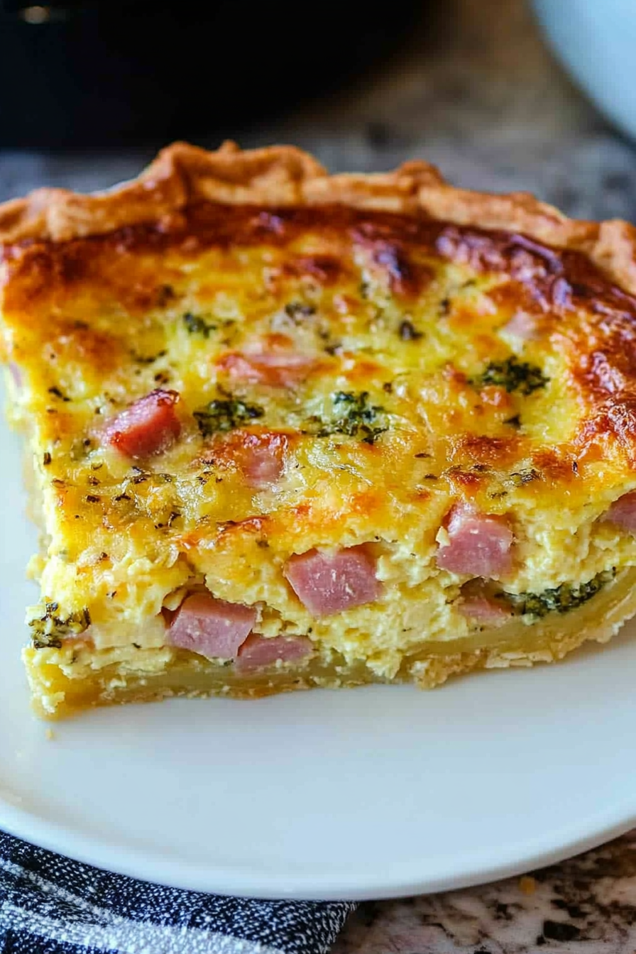 Ham and Cheese Quiche Recipe Final Dish Presentation