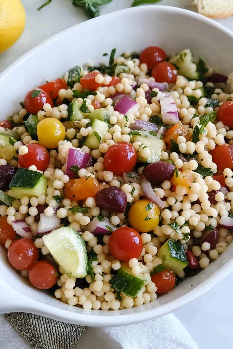 Mediterranean Couscous Salad Recipe  Final Dish Presentation