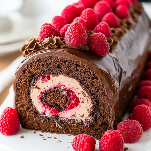 Raspberry Chocolate Cake Roll Recipe