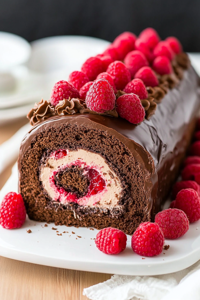 Raspberry Chocolate Cake Roll Recipe