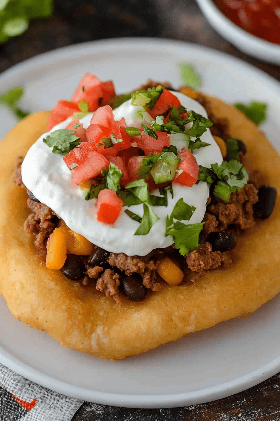 Recipe for Indian Fry Bread and Navajo Tacos Final Dish Presentation
