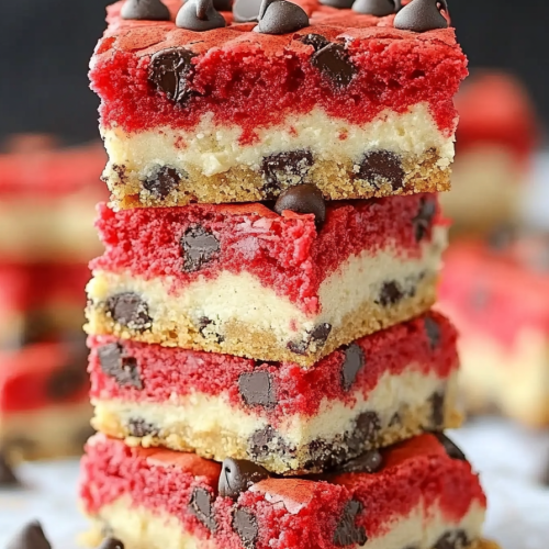 Red Velvet Cheesecake Chocolate Chip Cookie Bars Recipe