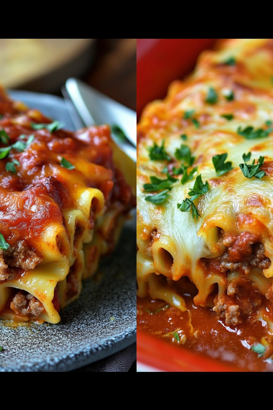 Sausage and Triple Cheese Lasagna Roll-Ups Recipe Final Dish Presentation