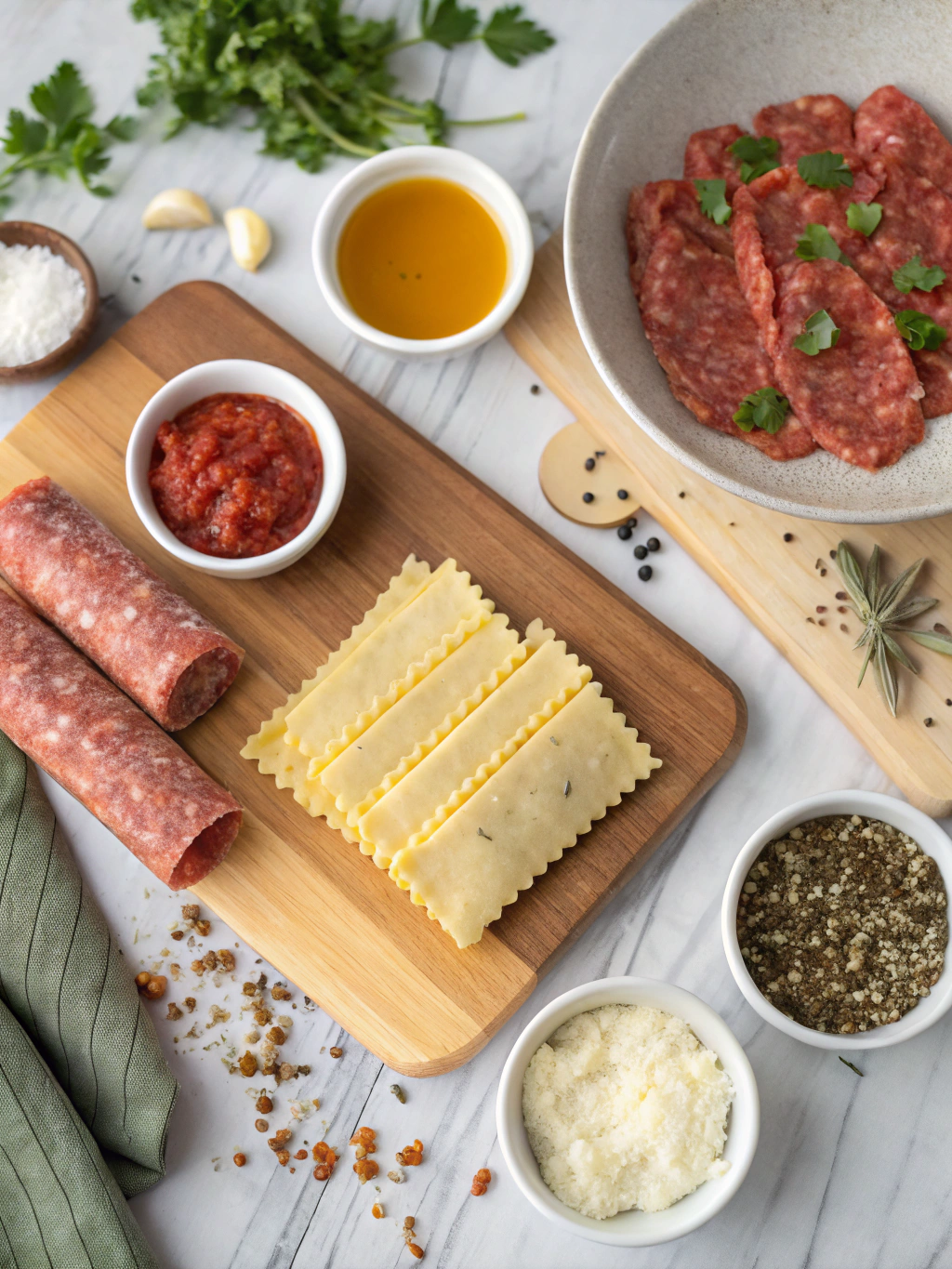 Sausage and Triple Cheese Lasagna Roll-Ups Recipe ingredients