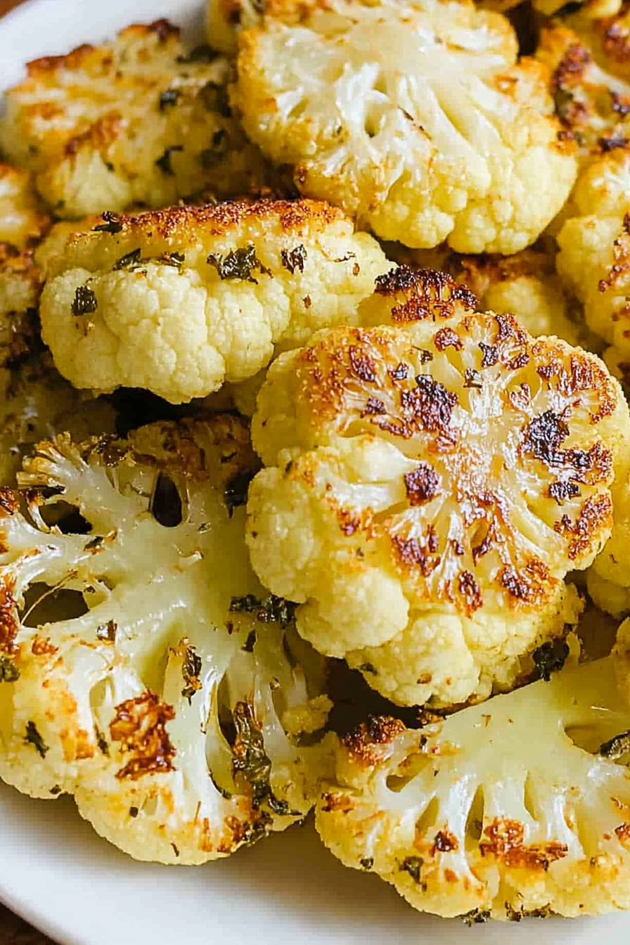 Savory Roasted Cauliflower Recipe Final Dish Presentation