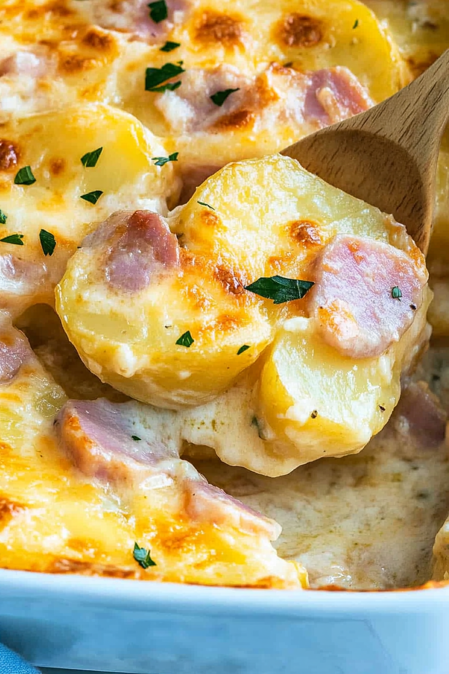 Scalloped Potatoes with Ham Recipe Final Dish Presentation