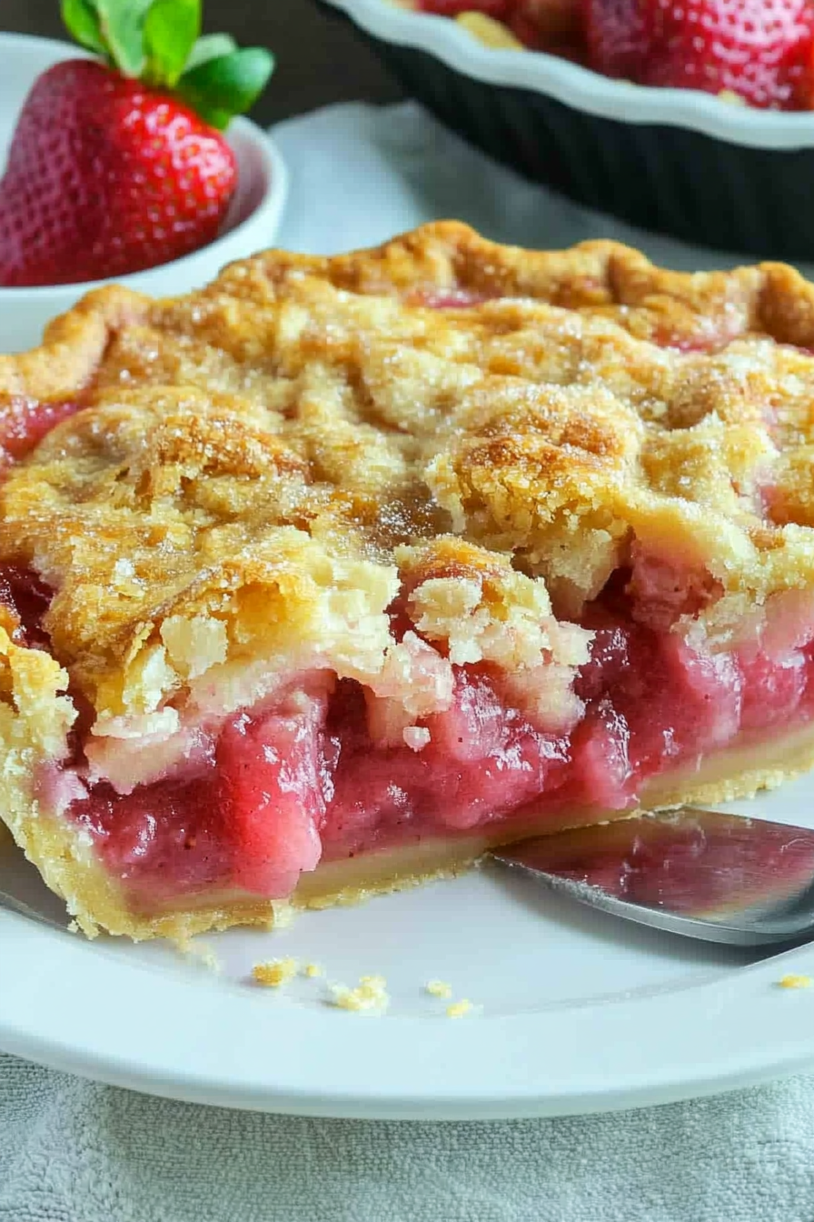 Strawberry Rhubarb Pie Recipe Final Dish Presentation