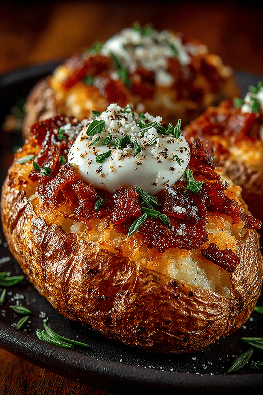 Air Fryer Baked Potato A Crispy-Skinned Delight Recipe final dish beautifully presented and ready to serve