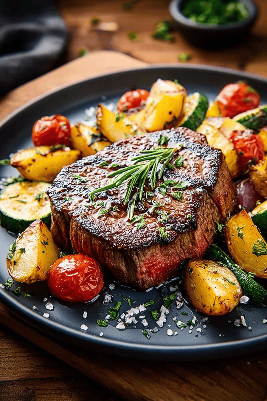 Air Fryer Filet Mignon Recipe Guide ingredients organized and measured on kitchen counter