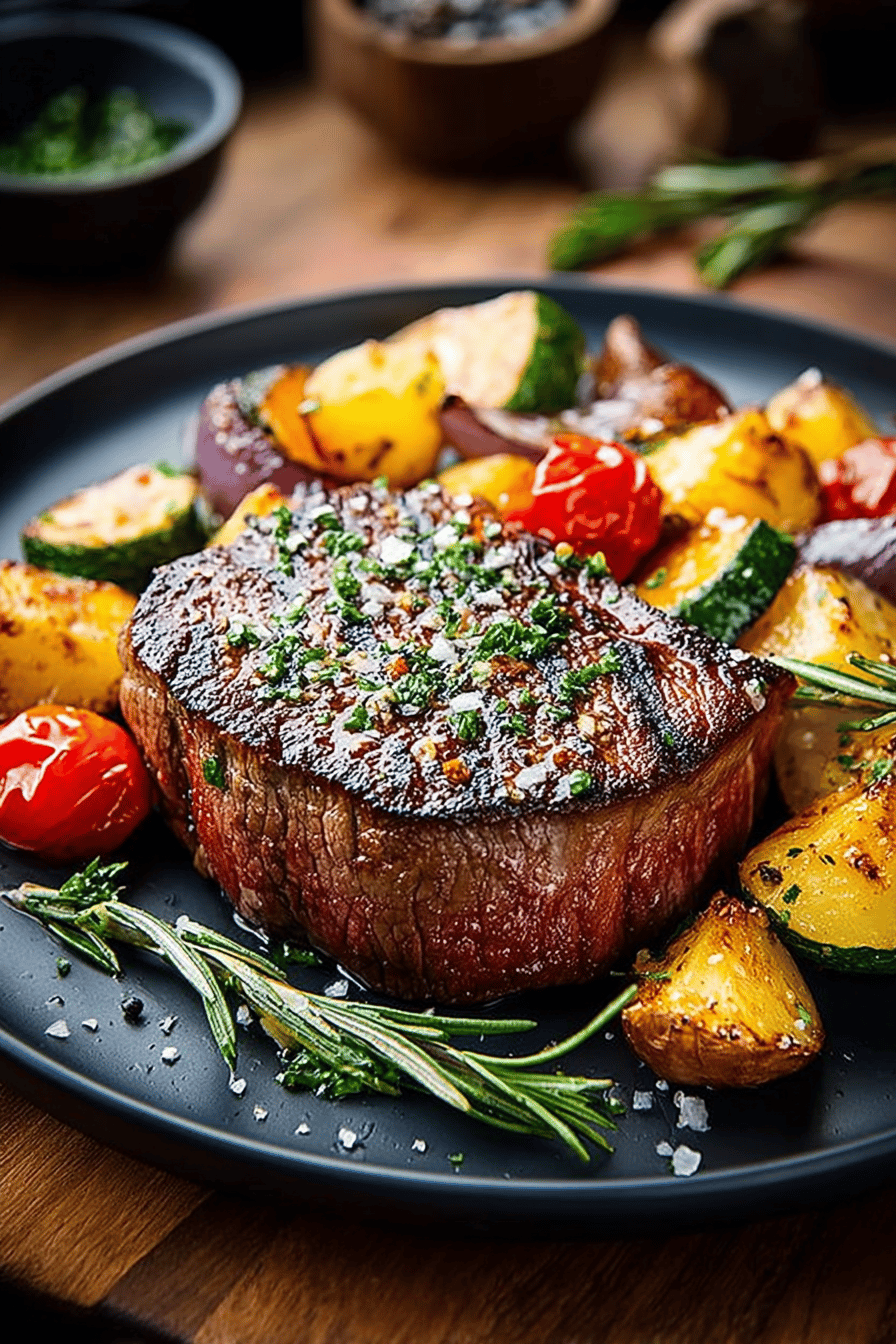 Air Fryer Filet Mignon Recipe Guide slice on plate showing perfect texture and swirl pattern