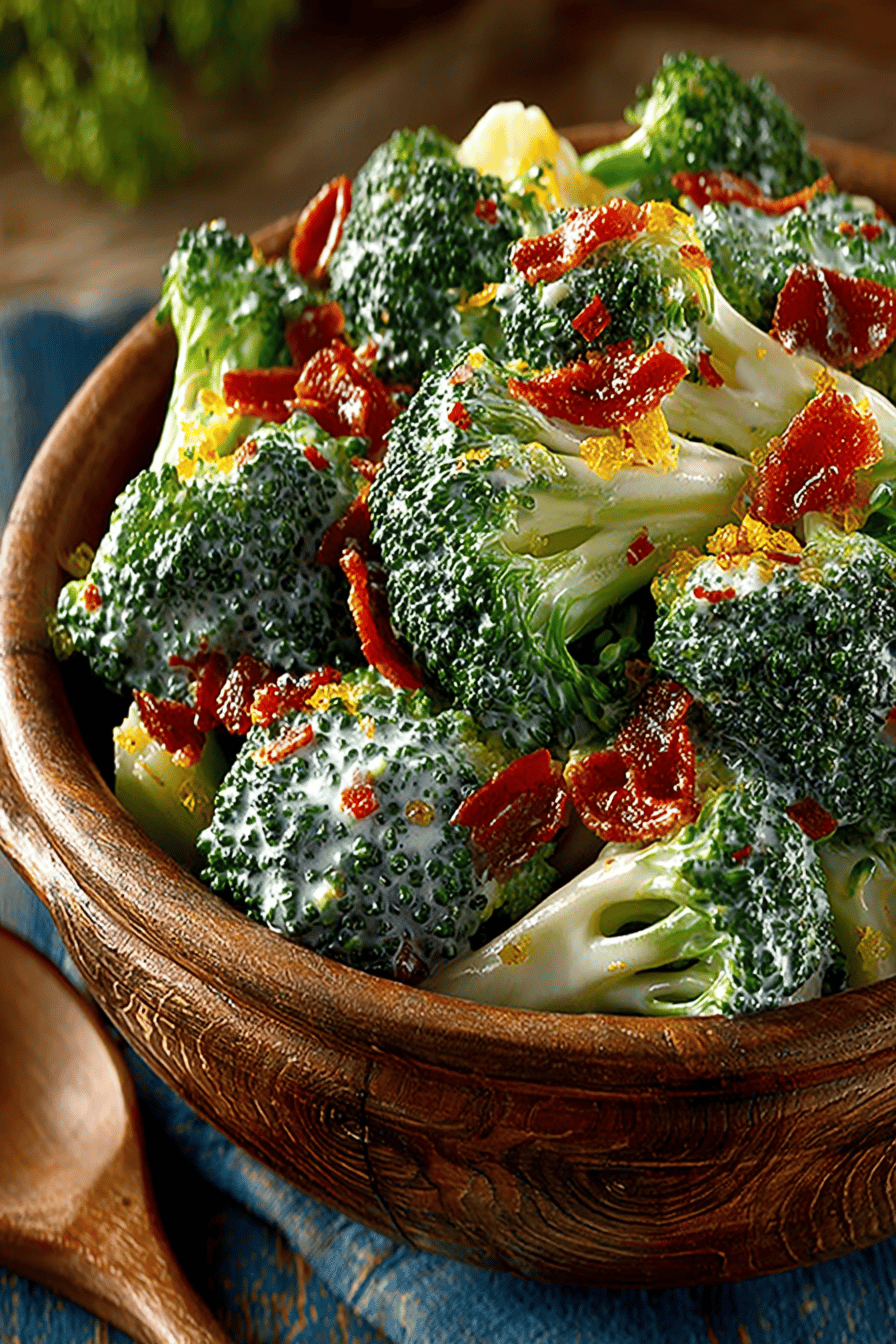 Amish Broccoli Salad Recipe slice on plate showing perfect texture and swirl pattern