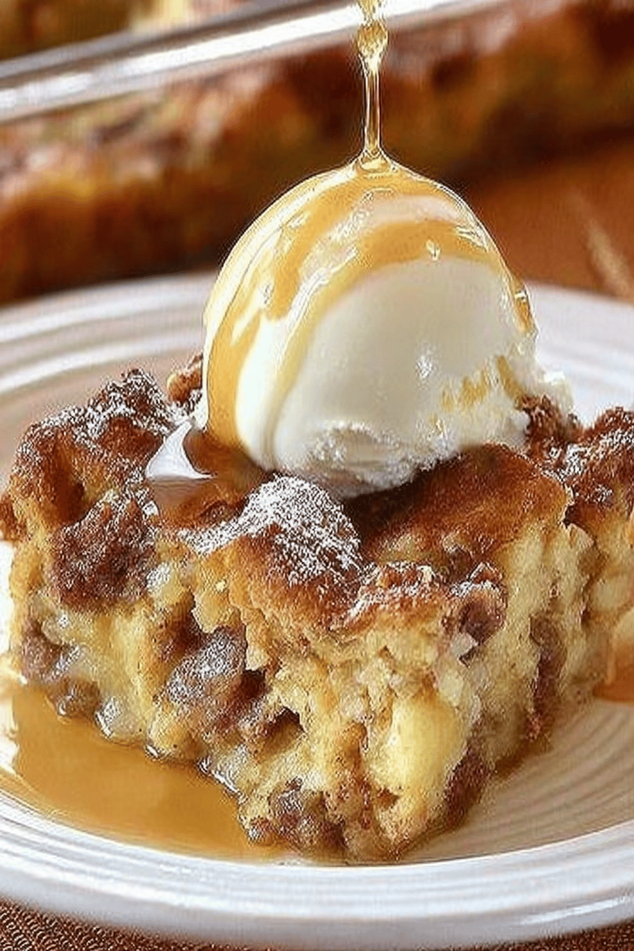 Apple Pie Bread Pudding Recipe: Delicious Fusion of Classic Desserts final dish beautifully presented and ready to serve