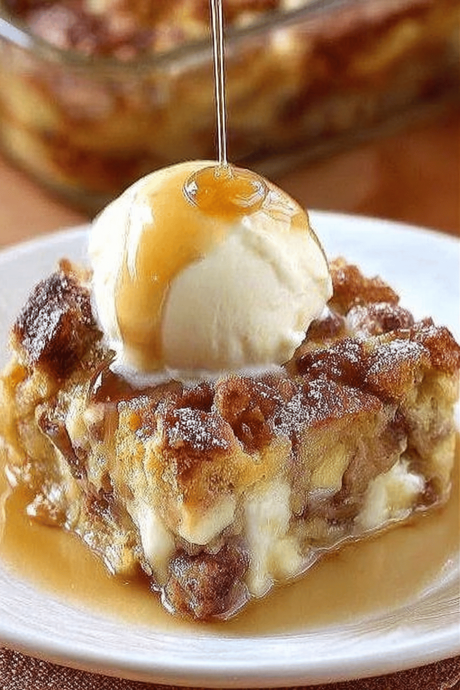 Apple Pie Bread Pudding Recipe: Delicious Fusion of Classic Desserts slice on plate showing perfect texture and swirl pattern