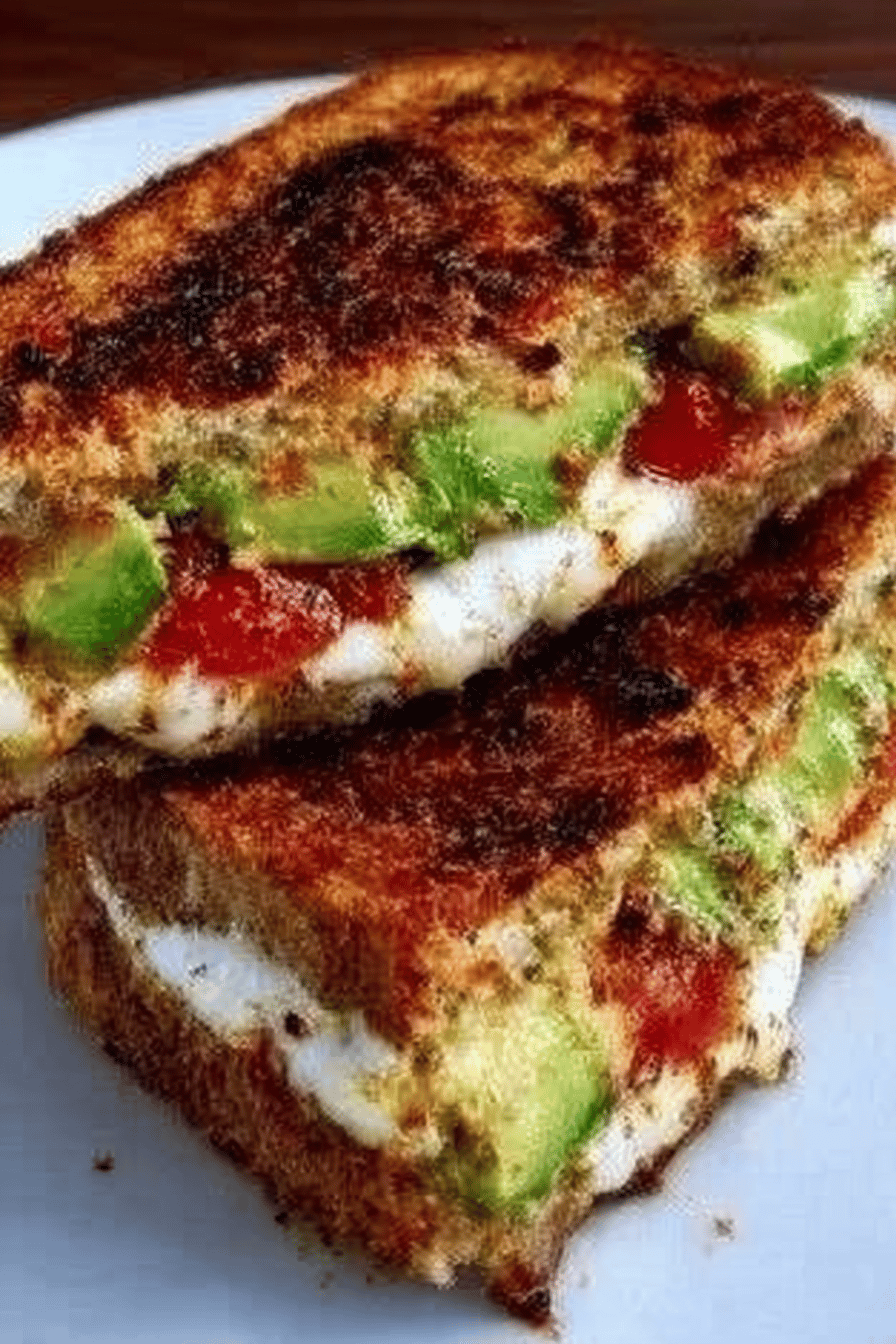 Avocado, Mozzarella, and Tomato Grilled Cheese Sandwich Recipe ingredients organized and measured on kitchen counter