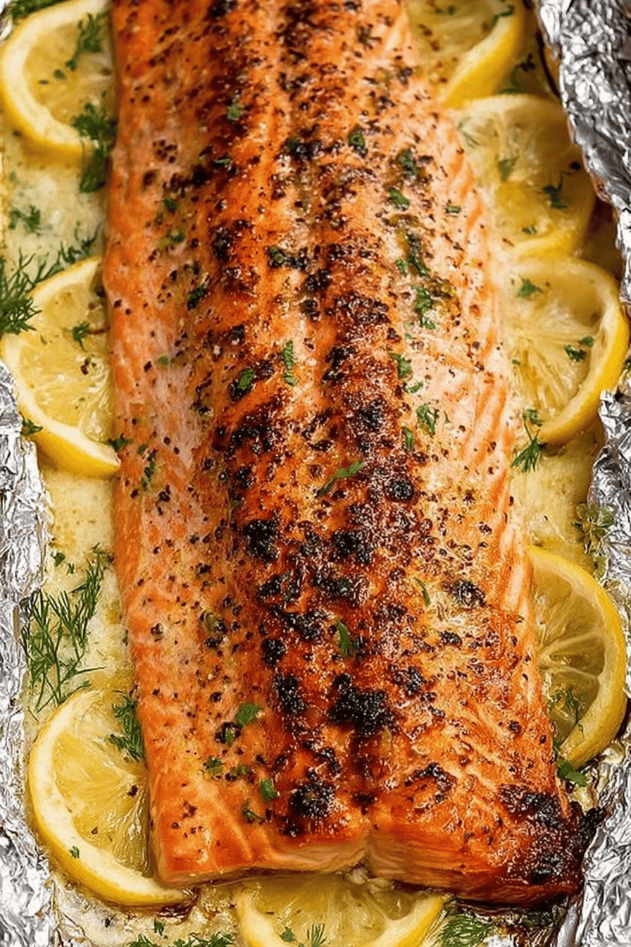 Baked Salmon Wrapped in Foil Recipe ingredients organized and measured on kitchen counter