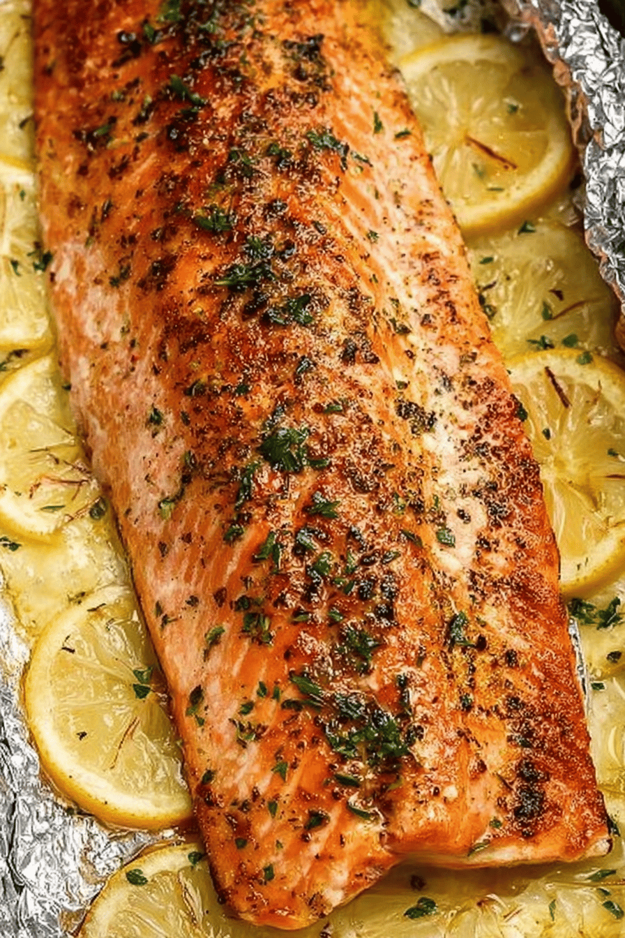 Baked Salmon Wrapped in Foil Recipe slice on plate showing perfect texture and swirl pattern