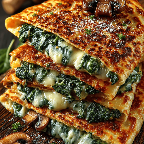 Baked Spinach and Mushroom Quesadillas Recipe