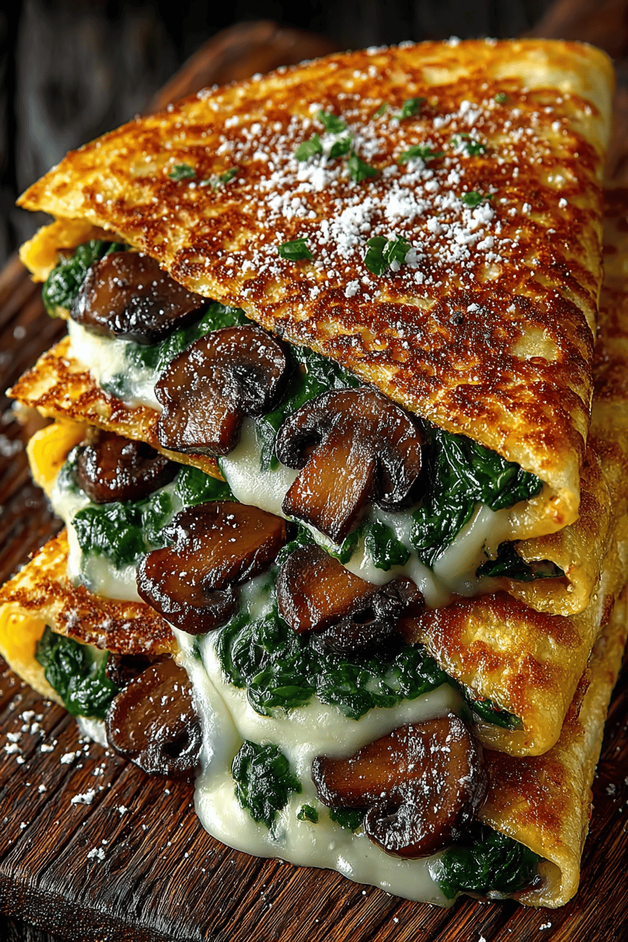 Baked Spinach and Mushroom Quesadillas Recipe ingredients organized and measured on kitchen counter