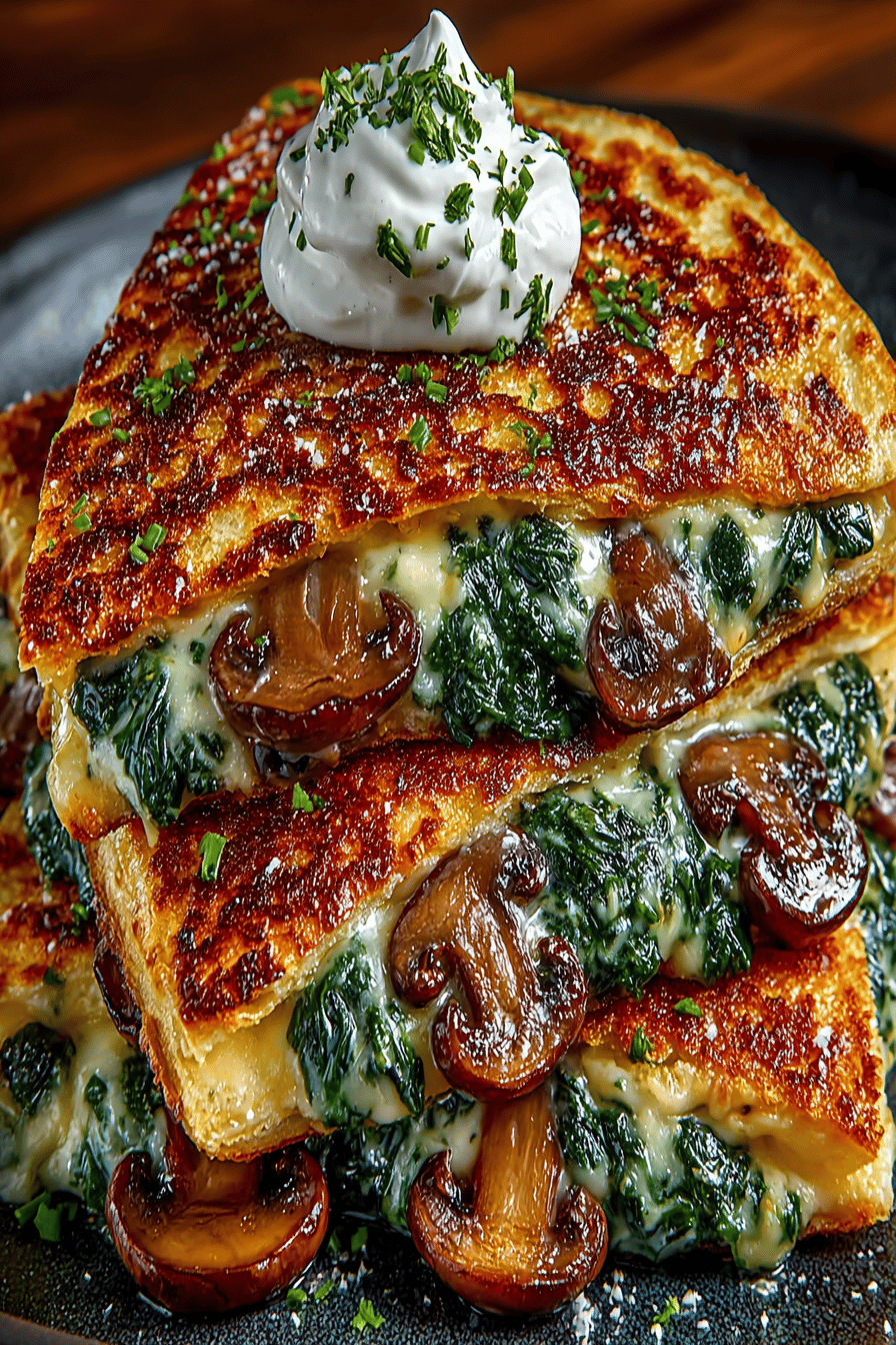 Baked Spinach and Mushroom Quesadillas Recipe final dish beautifully presented and ready to serve