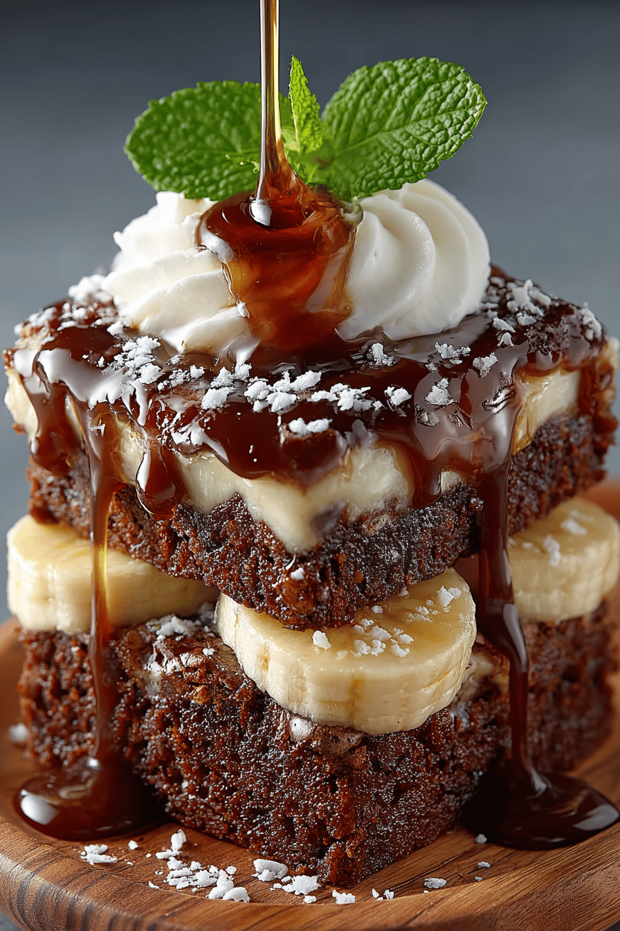 Banana Bread Brownies Recipe final dish beautifully presented and ready to serve