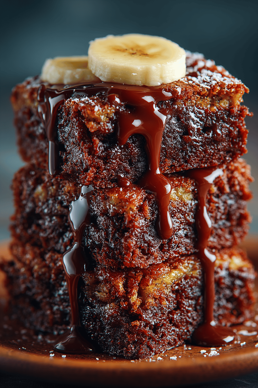 Banana Bread Brownies Recipe slice on plate showing perfect texture and swirl pattern
