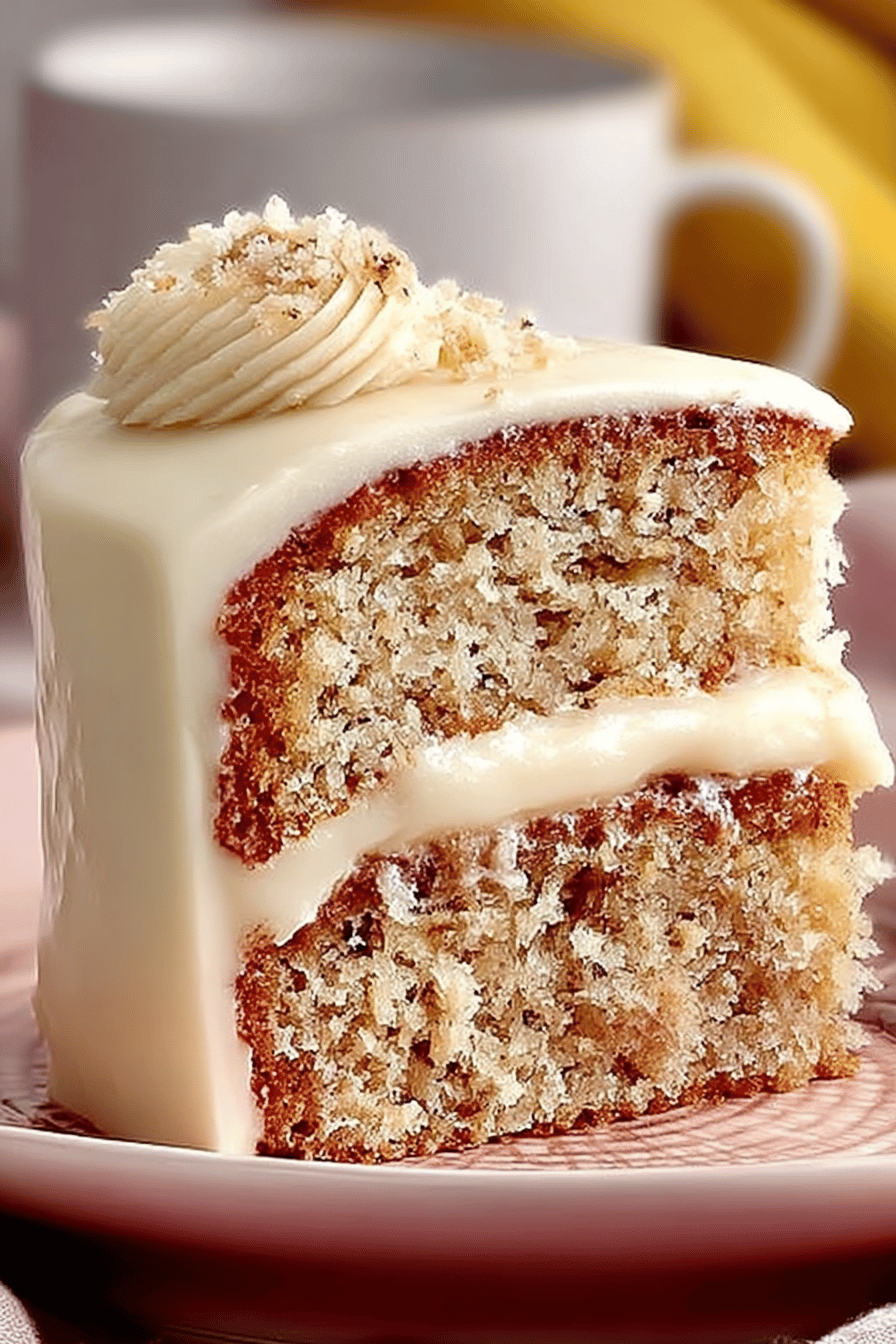 Banana Cake Recipe with Luscious Cream Cheese Frosting ingredients organized and measured on kitchen counter