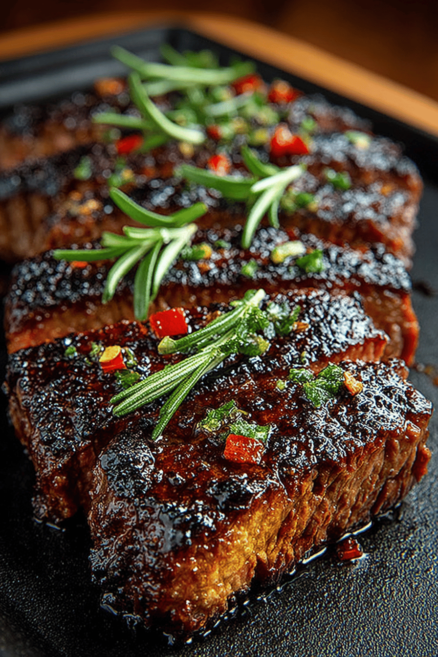 Bavette Steak Recipe | Delicious and Juicy Grilling Instructions slice on plate showing perfect texture and swirl pattern