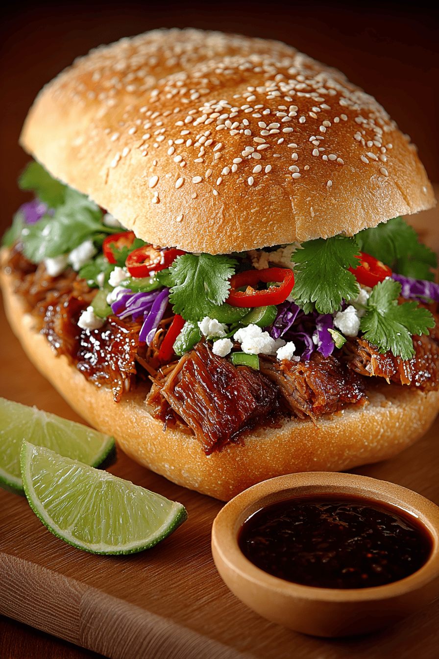 Beef Brisket Sandwich Recipe ingredients organized and measured on kitchen counter