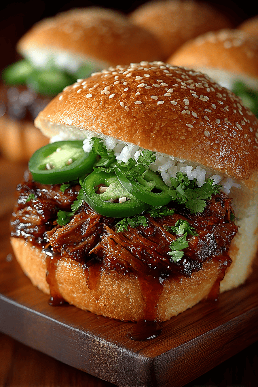 Beef Brisket Sandwich Recipe slice on plate showing perfect texture and swirl pattern