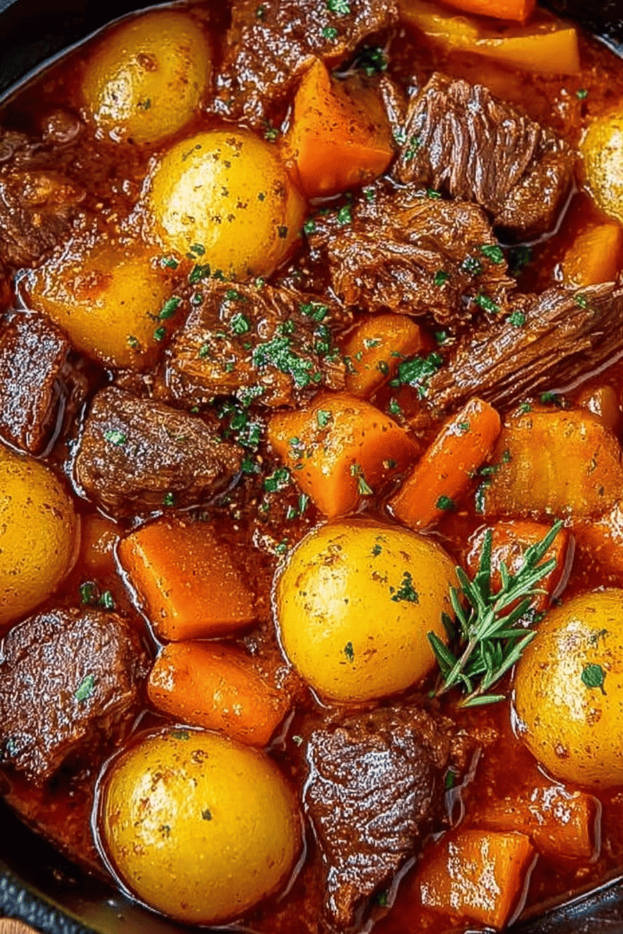 Beef Stew Recipe Details final dish beautifully presented and ready to serve