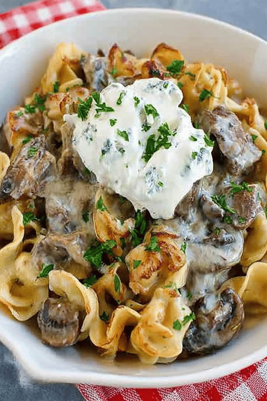 Beef Stroganoff Casserole Recipe final dish beautifully presented and ready to serve
