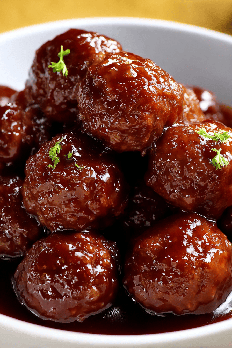 Best Crockpot Meatballs Recipe slice on plate showing perfect texture and swirl pattern