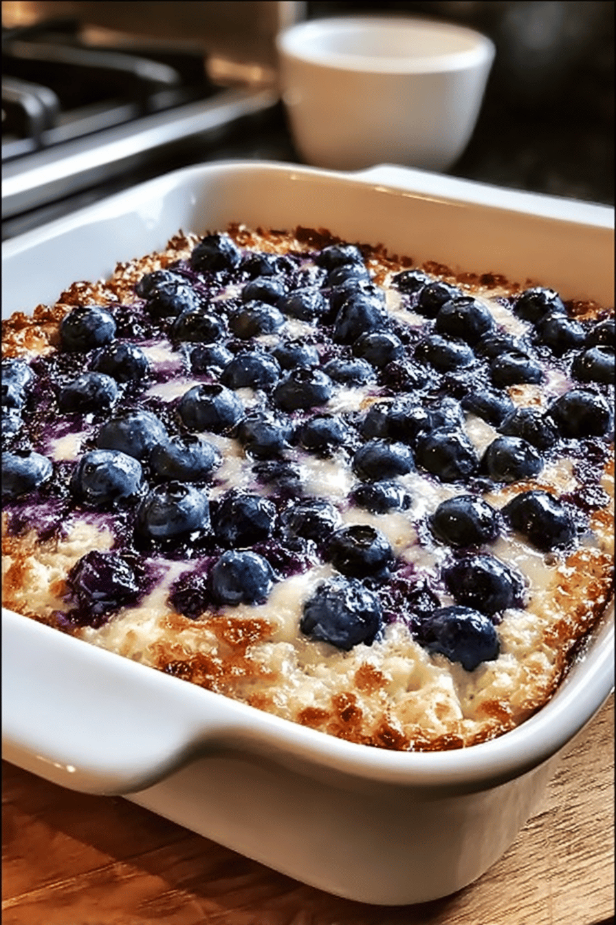 Blueberry Cottage Cheese Breakfast Bake Recipe ingredients organized and measured on kitchen counter