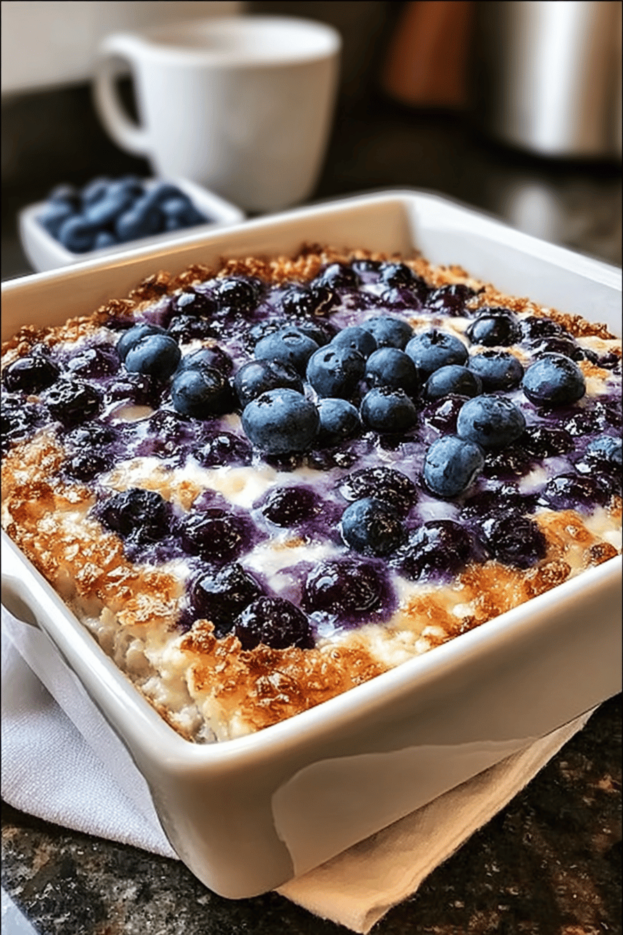 Blueberry Cottage Cheese Breakfast Bake Recipe final dish beautifully presented and ready to serve