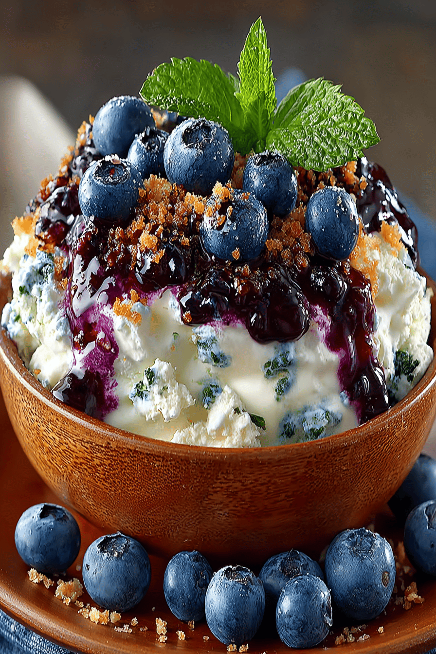 Blueberry Fluff Salad Recipe slice on plate showing perfect texture and swirl pattern