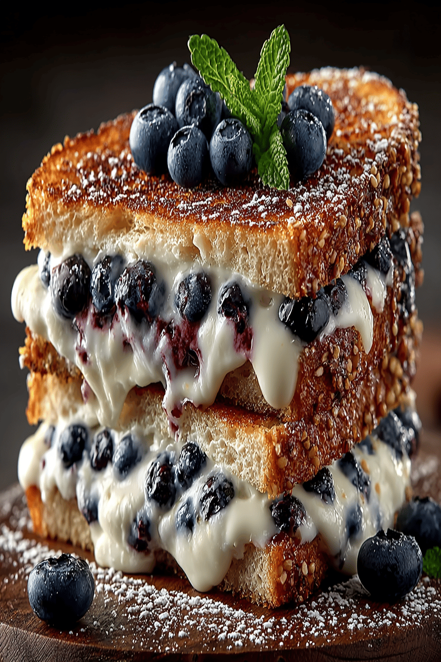 Blueberry Grilled Cheese Sandwich Recipe slice on plate showing perfect texture and swirl pattern