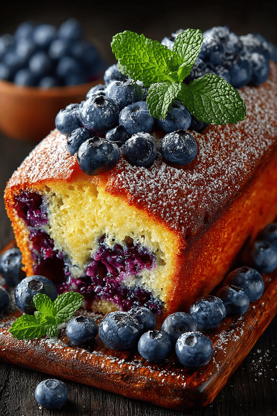 Blueberry Pound Cake Recipe How to Make a Deliciously Moist Dessert final dish beautifully presented and ready to serve