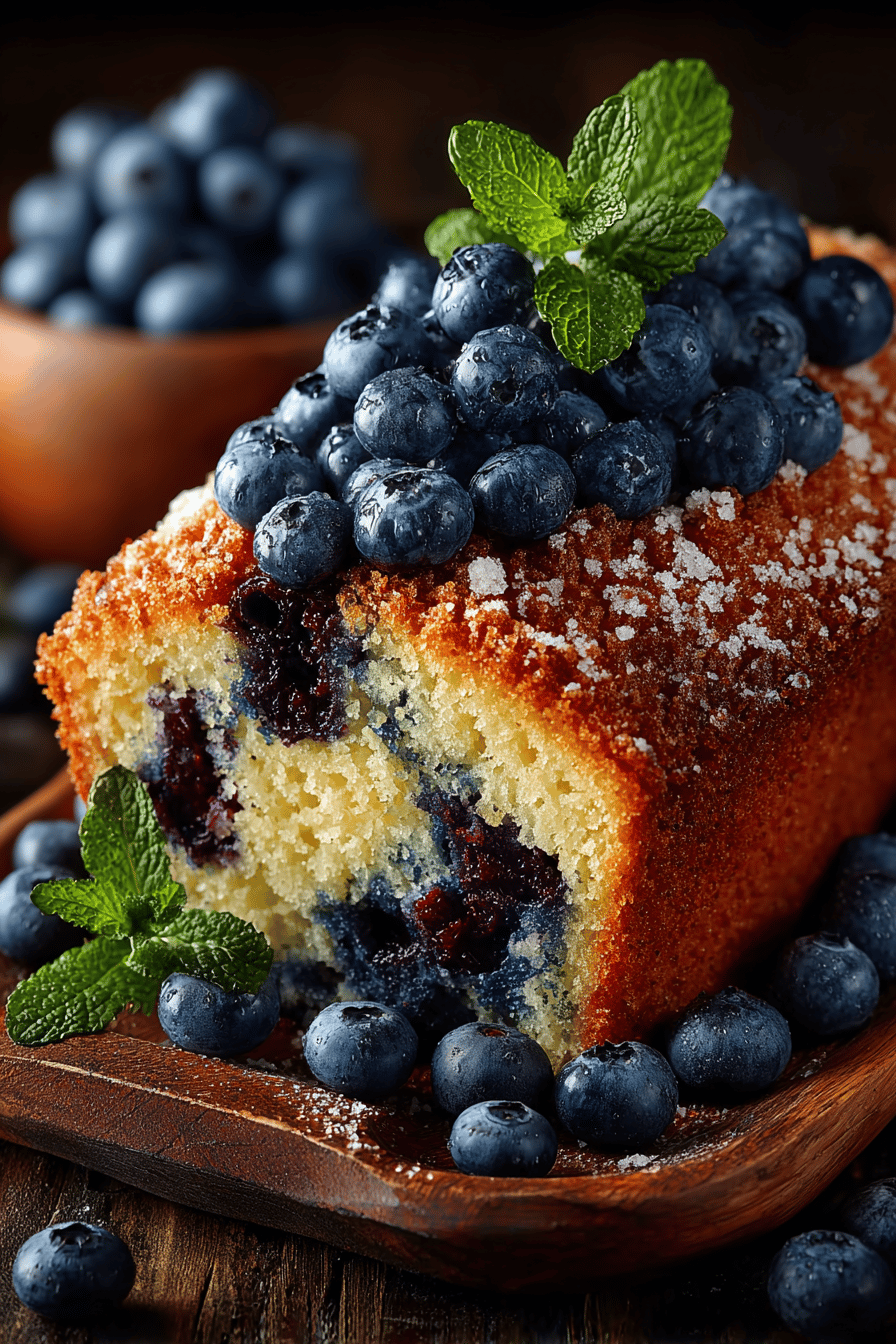 Blueberry Pound Cake Recipe How to Make a Deliciously Moist Dessert slice on plate showing perfect texture and swirl pattern