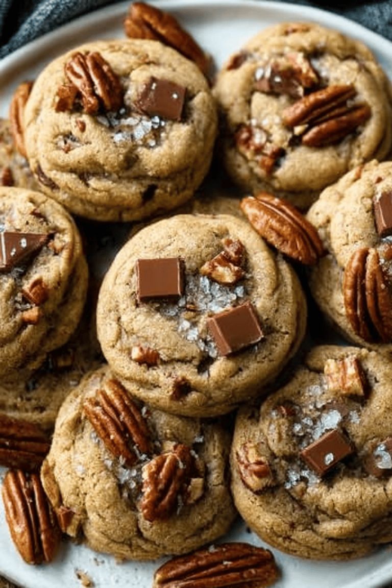 Bourbon Pecan Chocolate Chunk Cookies with Brown Butter